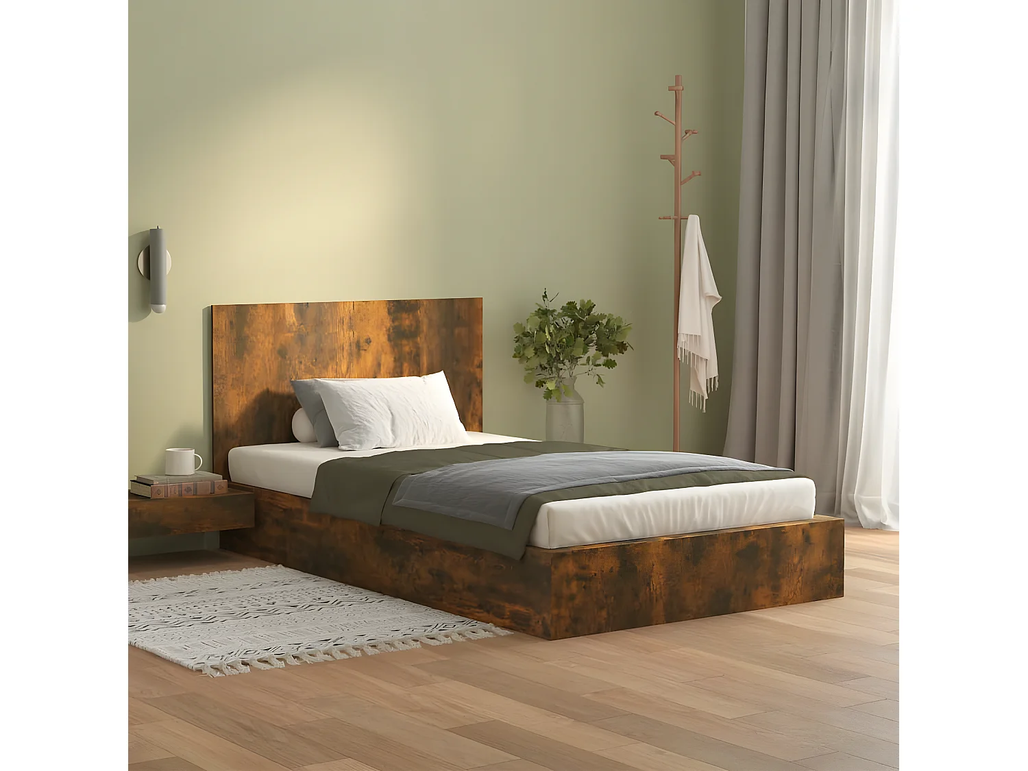 Tête de lit Chêne fumé 120x1,5x80 cm Bois d'ingénierie LWE32934 BonneVie Meuble
