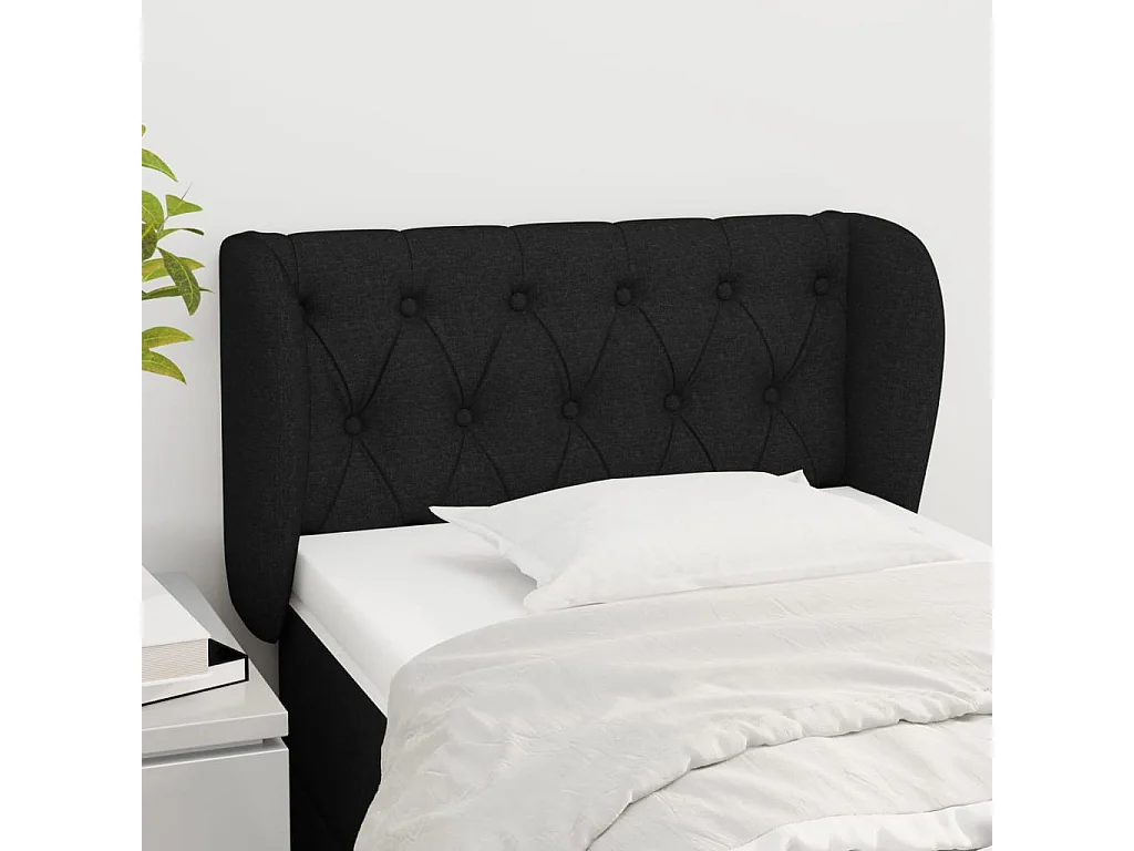 Cabeceira de cama c/ abas tecido 83x23x78/88 cm preto PT237960