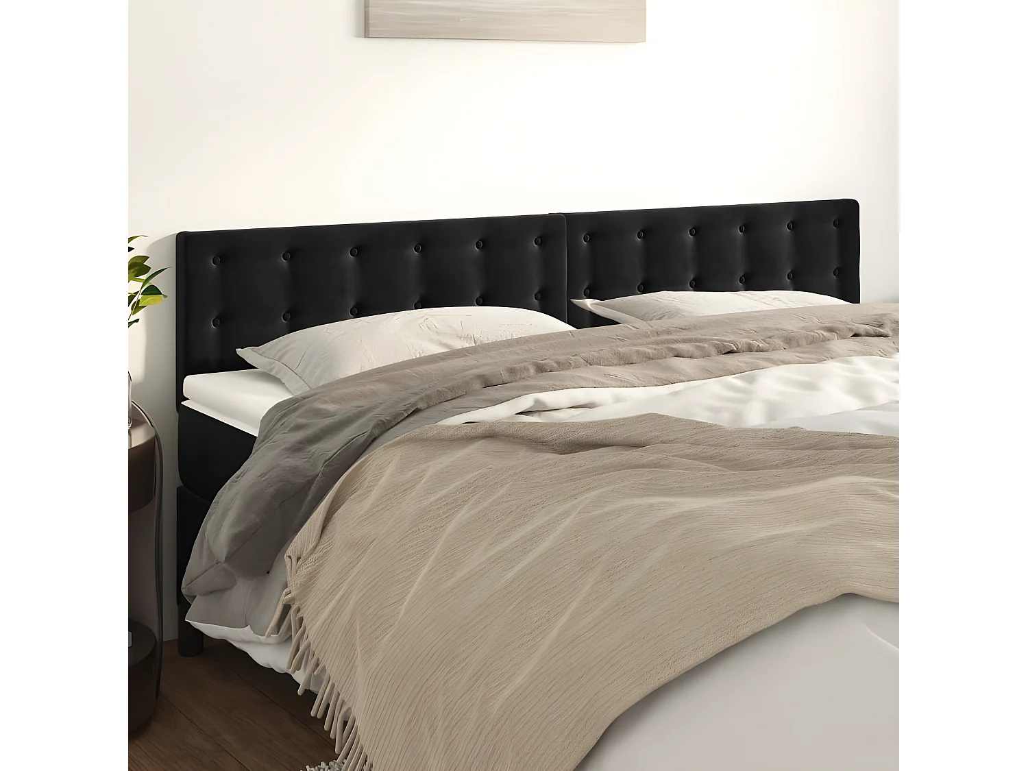 Têtes de lit 2 pcs Noir 100x5x78/88 cm Velours POI61985 BonneVie Meuble