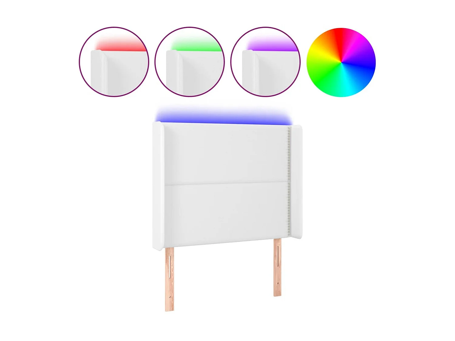 Cabeceira cama c/ LED couro artificial 93x16x118/128 cm branco PT264113