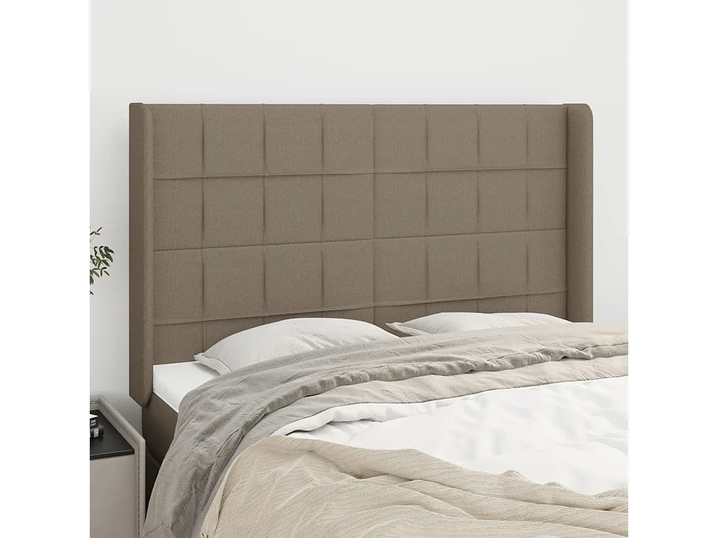 Tête de lit avec oreilles Taupe 147x16x118/128 cm Tissu POI54068 BonneVie Meuble