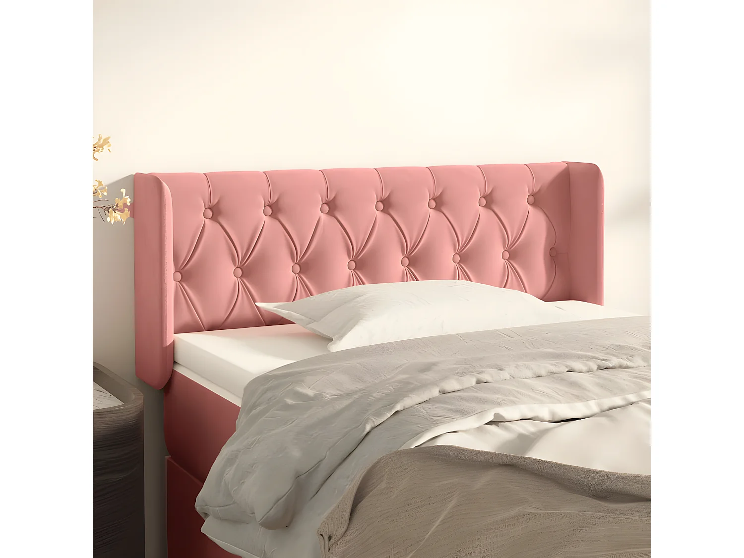 Tête de lit avec oreilles Rose 93x16x78/88 cm Velours POI38320 BonneVie Meuble