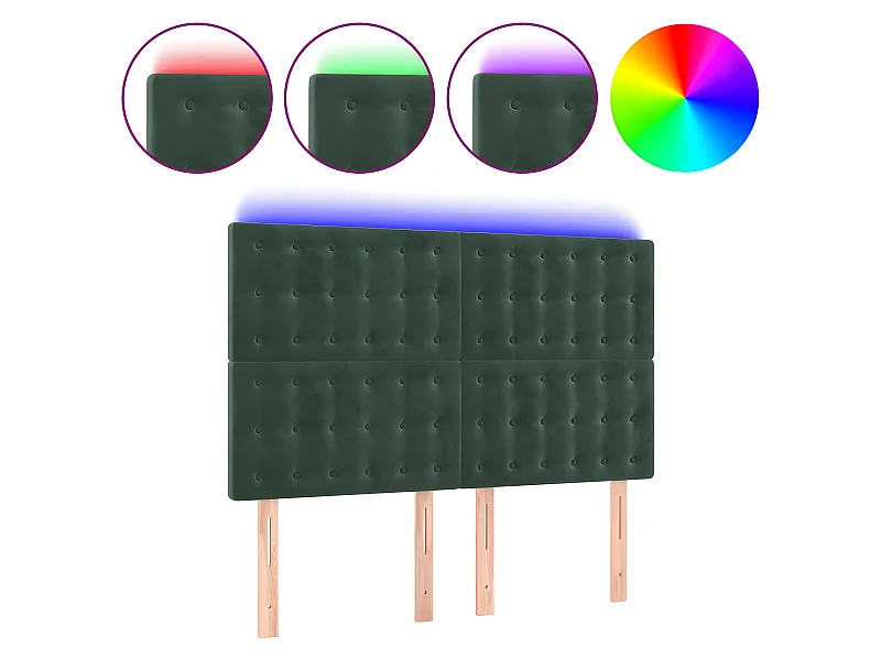 Testiera a LED Verde Scuro 144x5x118/128cm in Velluto CFW926334