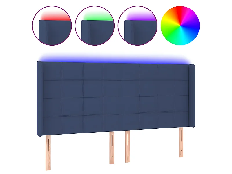 Tête de lit à LED Bleu 203x16x118,128 cm Tissu PEWV85331 BonneVie Meuble