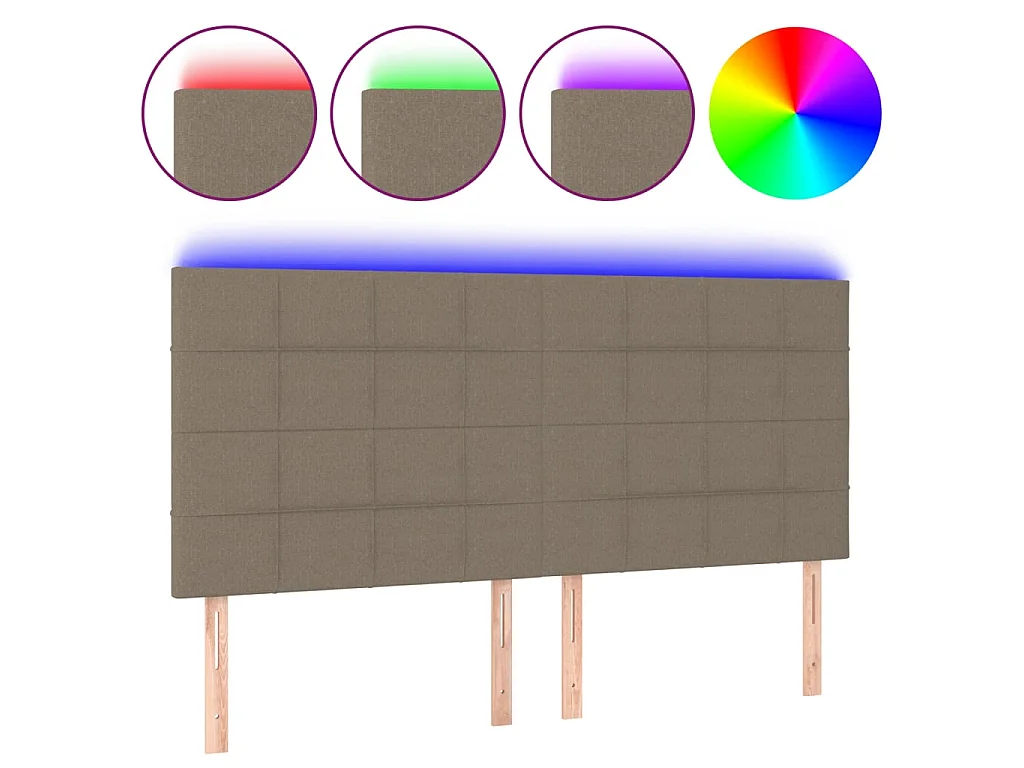 LED Kopfteil,Bettkopfteil Taupe 180x5x118/128 cm Stoff -gkd332194