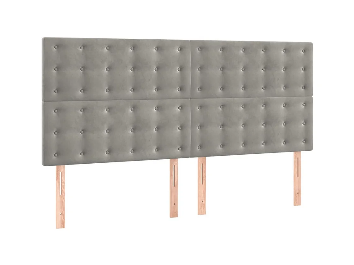 Cabeceros 4 unidades de terciopelo gris claro 100x5x78/88 cm ES36529