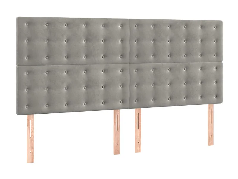 Hoofdborden 4 st 100 x 5 x 78/88 cm fluweel lichtgrijs NL922507