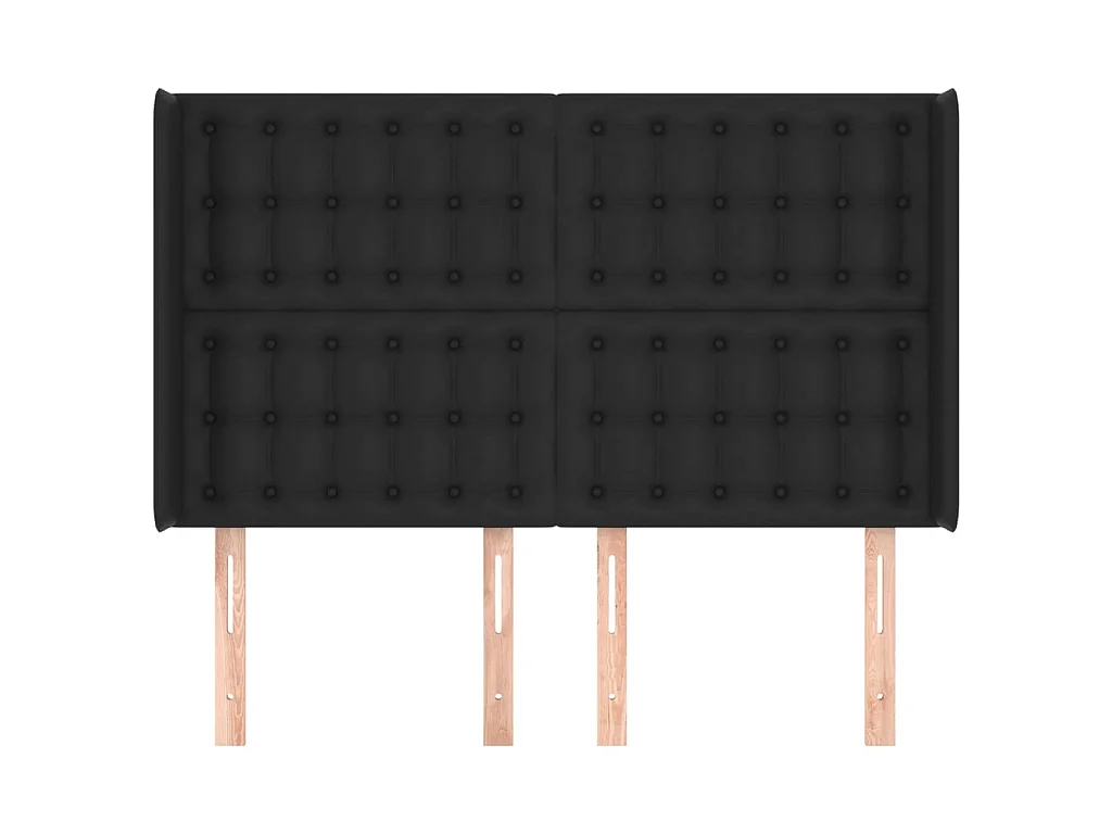 Hoofdbord met randen 147x16x118/128 cm kunstleer zwart NL453385