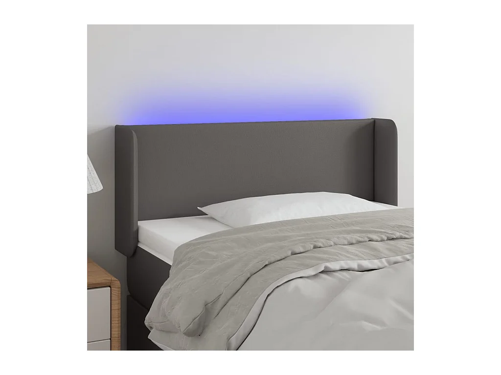 LED Kopfteil,Bettkopfteil Grau 93x16x78/88 cm Kunstleder -gkd580312