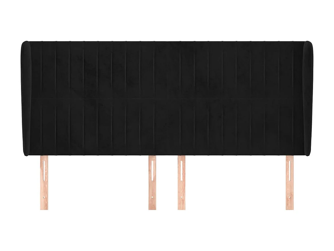 Kopfteil,Bettkopfteil mit Ohren Schwarz 163x23x118/128 cm Samt -gkd82833