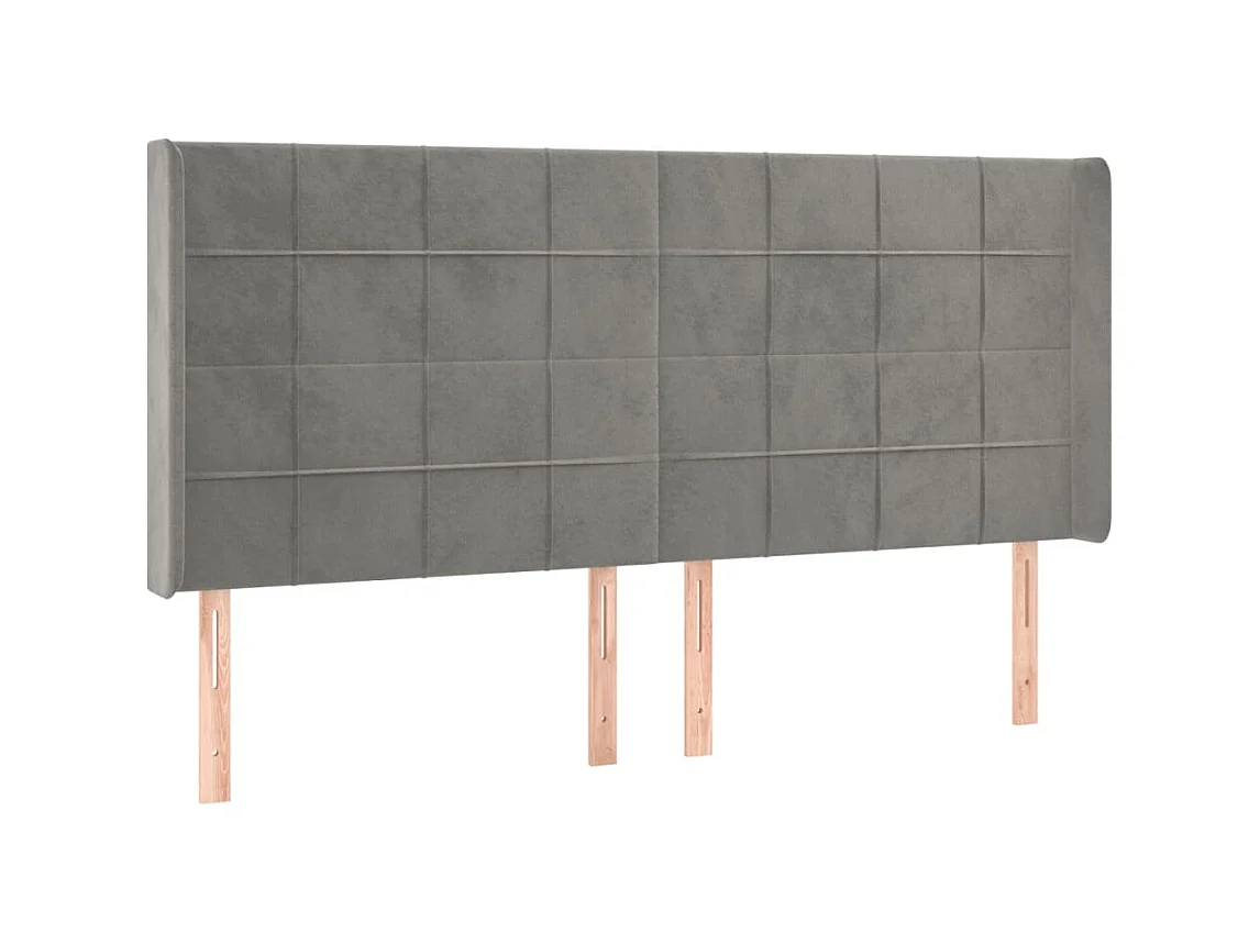 Hoofdbord met randen 183x16x118/128 cm fluweel lichtgrijs NL924383