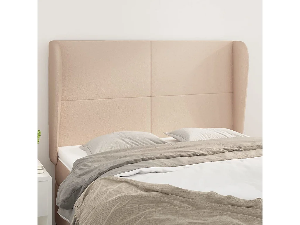 Hoofdbord met randen 147x23x118/128cm kunstleer cappuccinokleur NL937795