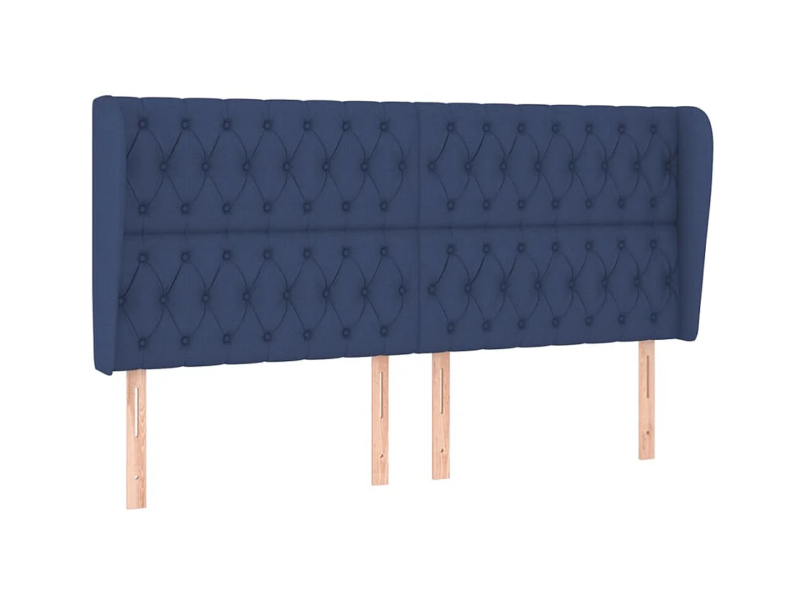 Testiera | Testata del letto ad Orecchio Blu 183x23x118/128 cm in Tessuto