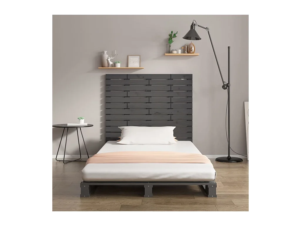 Tête de lit murale Gris 141x3x91,5 cm Bois massif de pin POI58775 BonneVie Meuble