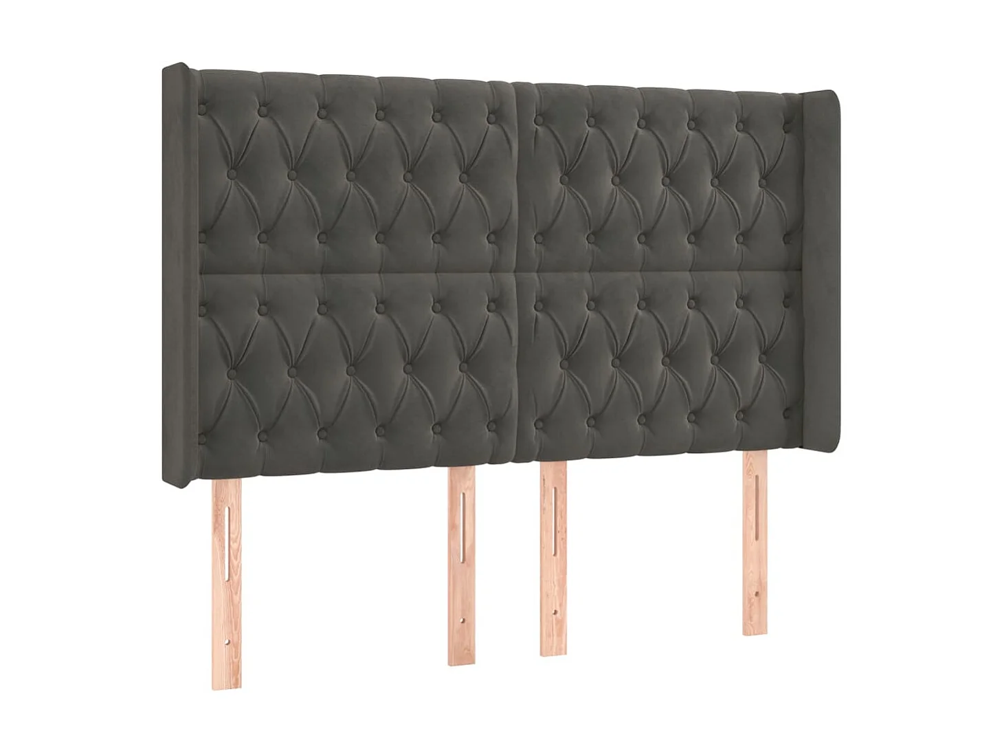 Kopfteil,Bettkopfteil mit Ohren Dunkelgrau 147x16x118/128 cm Samt -gkd296239