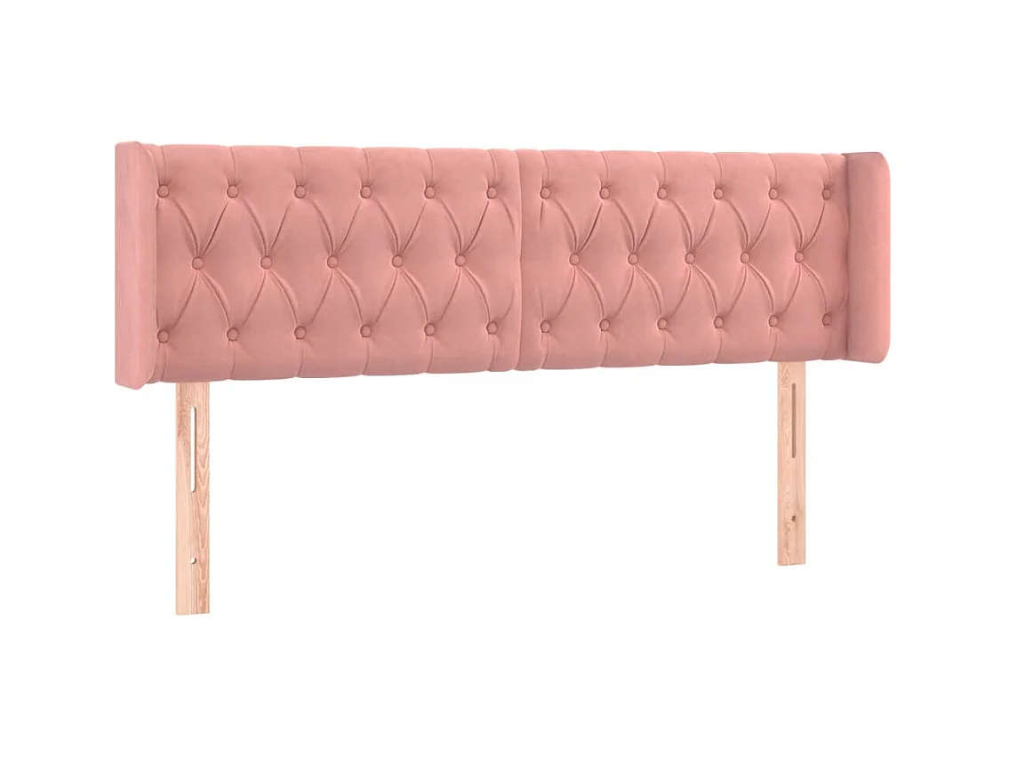 Tête de lit avec oreilles Rose 147x16x78/88 cm Velours POI82483 BonneVie Meuble
