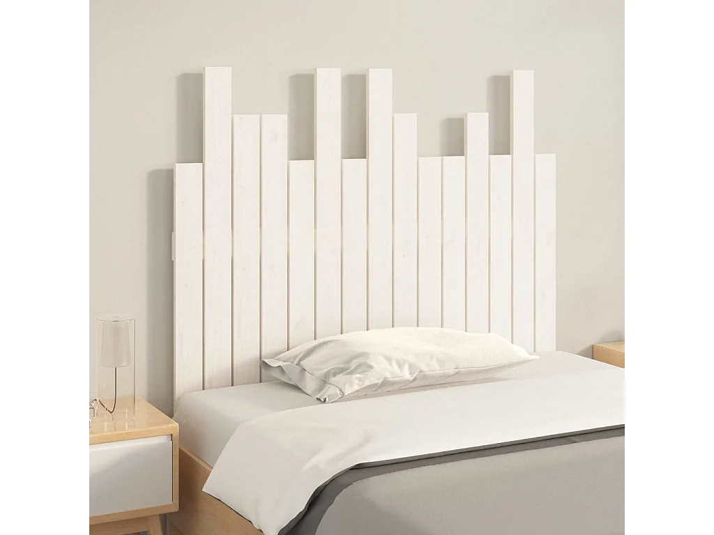 Cabeceira de parede 95,5x3x80 cm madeira de pinho maciça branco PT899885