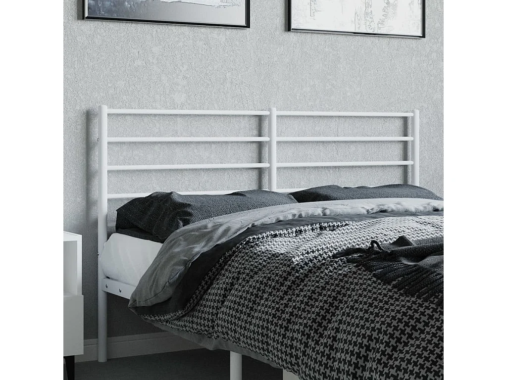 Tête de lit métal blanc 135 cm POI94994 BonneVie Meuble