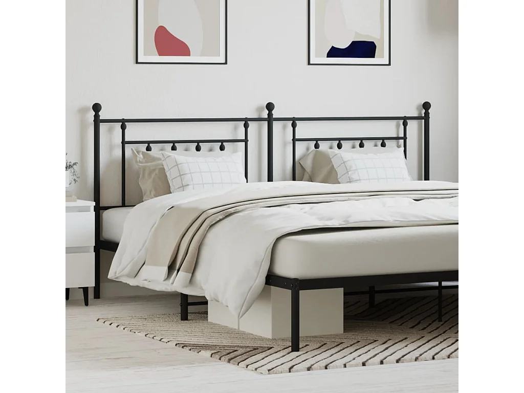 Tête de lit métal noir 200 cm POI26375 BonneVie Meuble