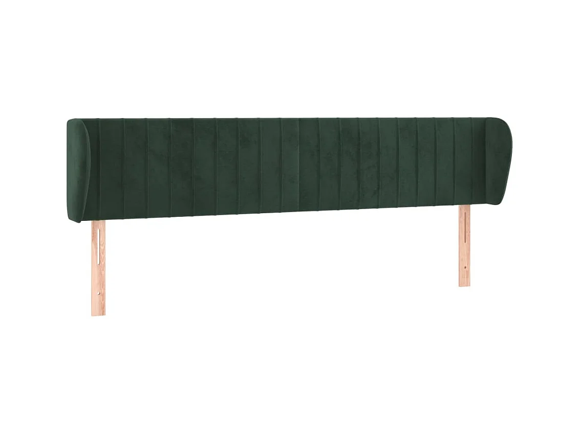 Tête de lit avec oreilles Vert foncé 203x23x78/88 cm Velours POI98444 BonneVie Meuble
