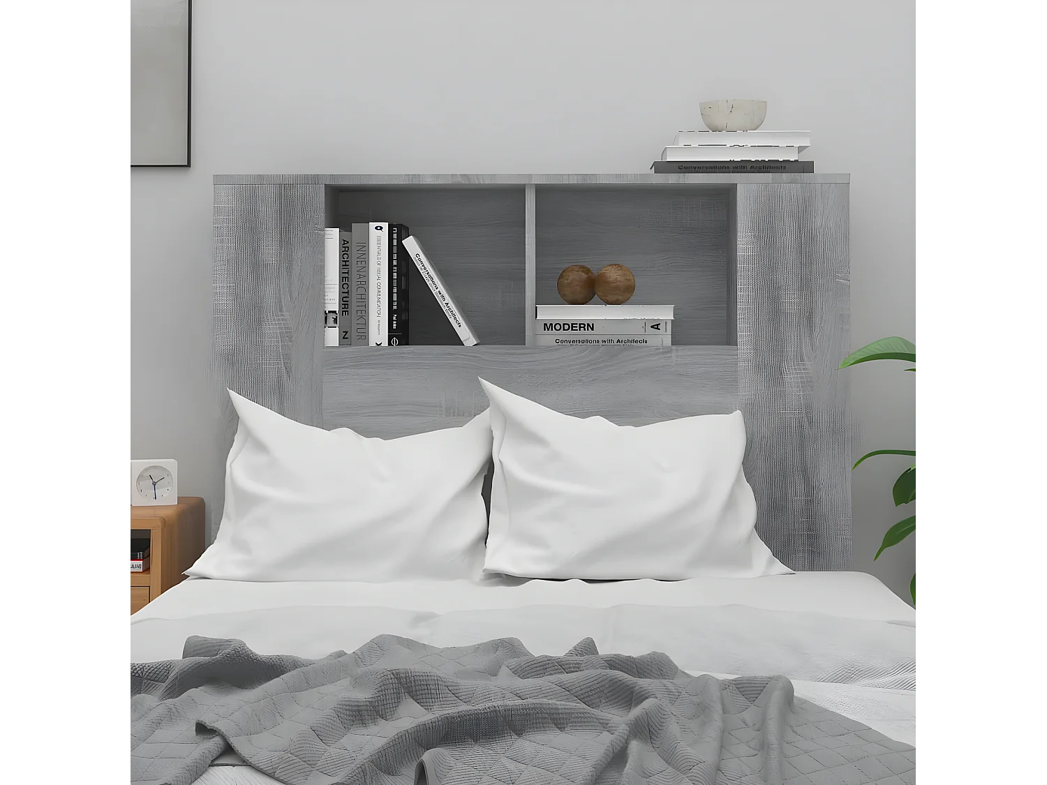 Armoire de tête de lit Sonoma gris 100x18,5x104,5 cm POI42844 BonneVie Meuble