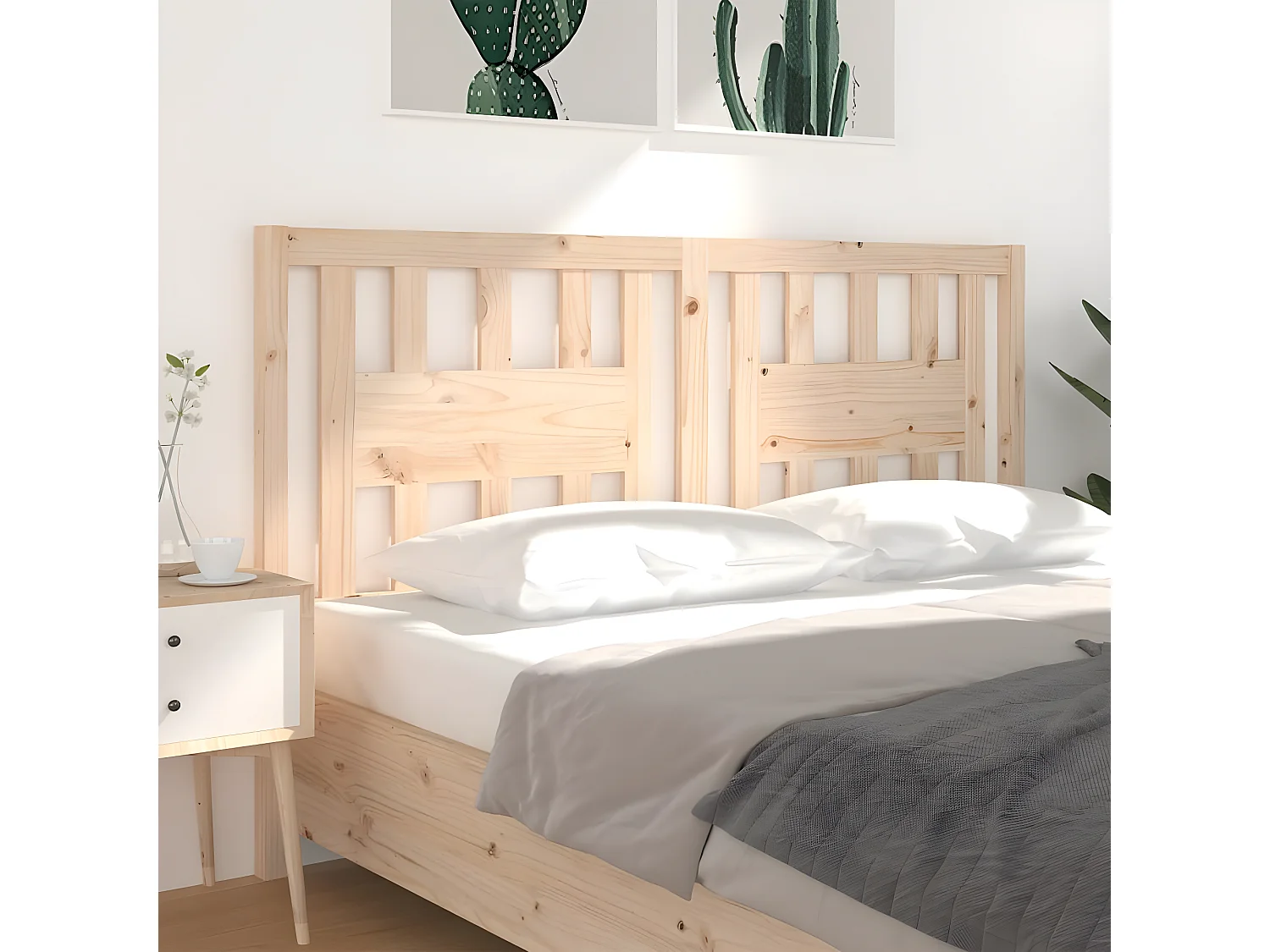 Tête de lit 206x4x100 cm Bois massif de pin POI86736 BonneVie Meuble