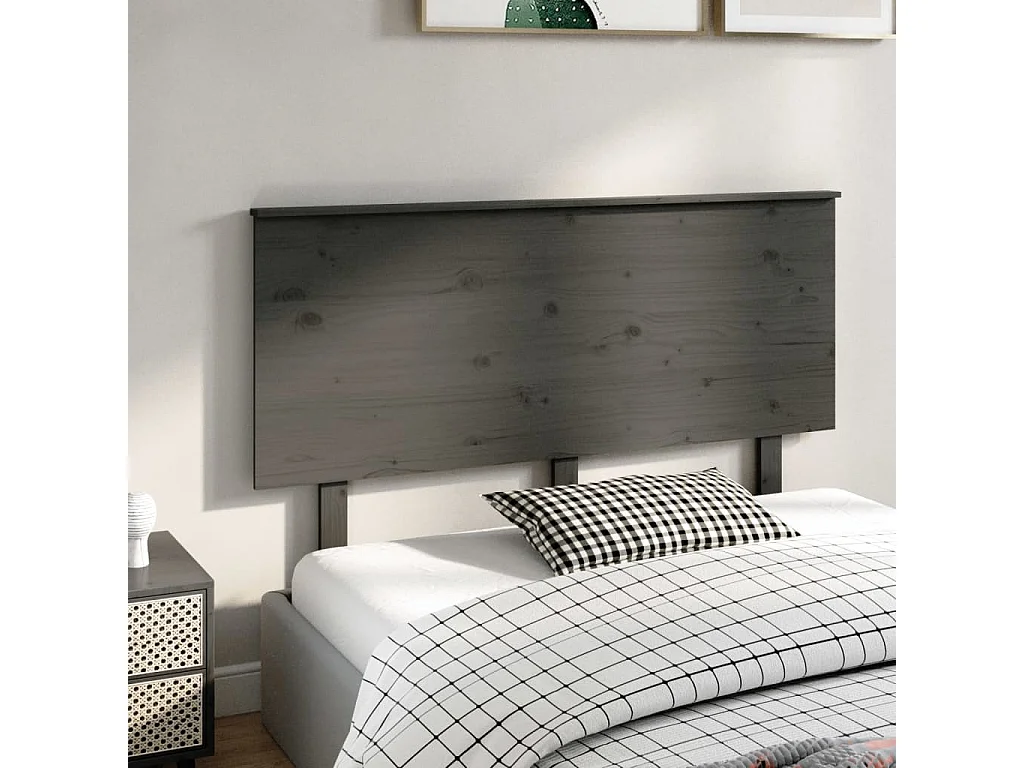 Tête de lit Gris 144x6x82,5 cm Bois massif de pin POI54079 BonneVie Meuble