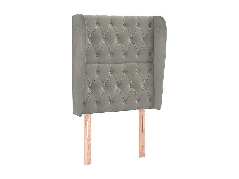 Cabeceira de cama c/ abas veludo 83x23x118/128cm cinzento-claro PT490856