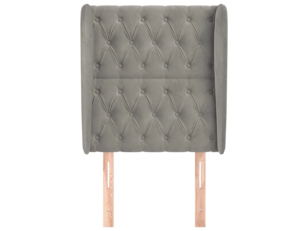 Tête de lit avec oreilles Gris clair 83x23x118/128 cm Velours POI50852 BonneVie Meuble