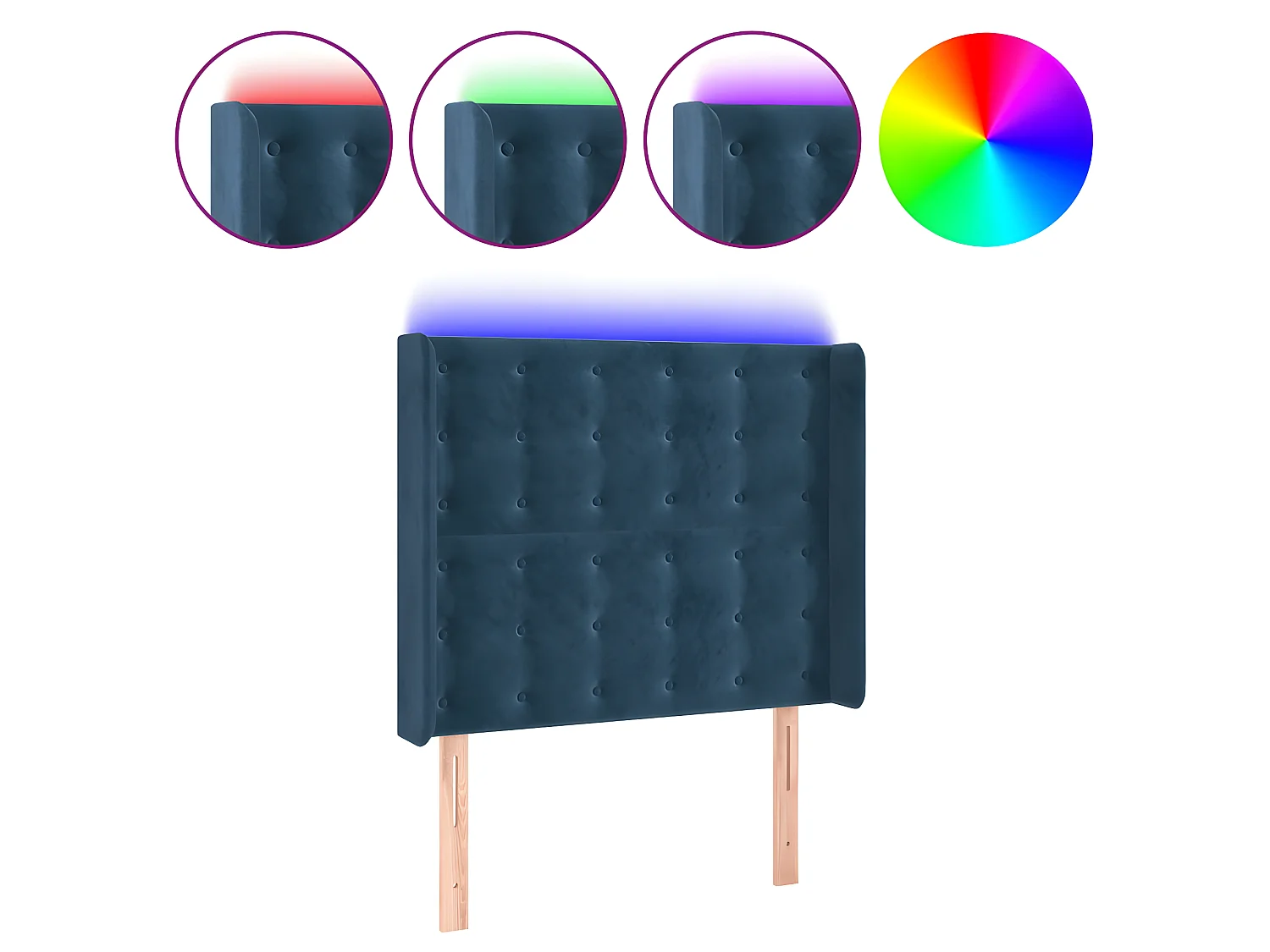 LED Kopfteil,Bettkopfteil Dunkelblau 103x16x118/128 cm Samt -gkd459838