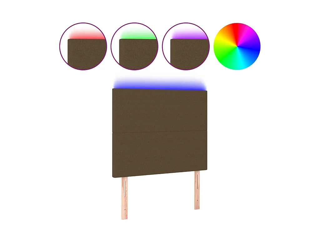 Testiera | Testata del letto a LED Marrone Scuro 80x5x118/128 cm in Tessuto