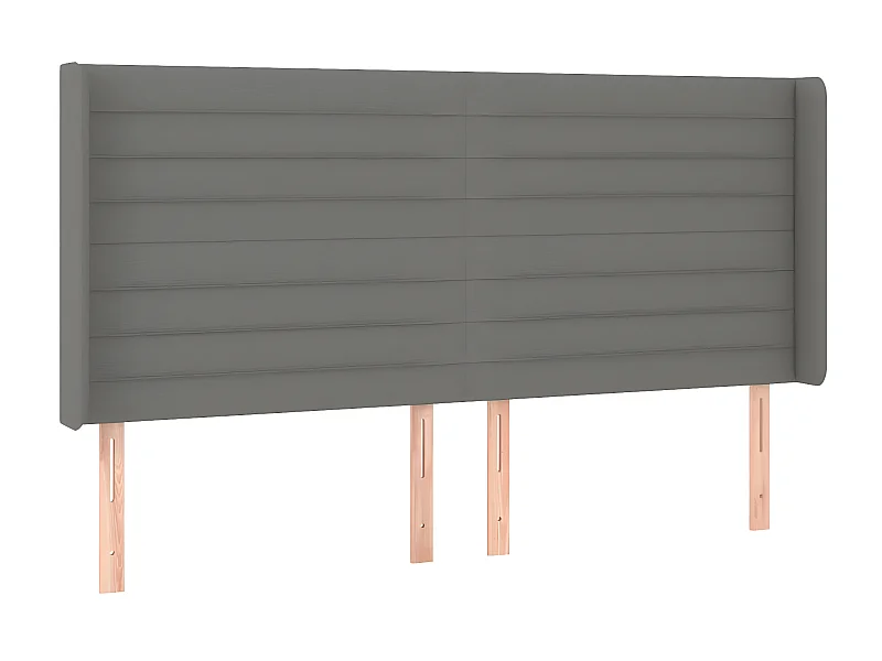 Tête de lit avec oreilles Gris foncé 183x16x118/128 cm Tissu POI31119 BonneVie Meuble