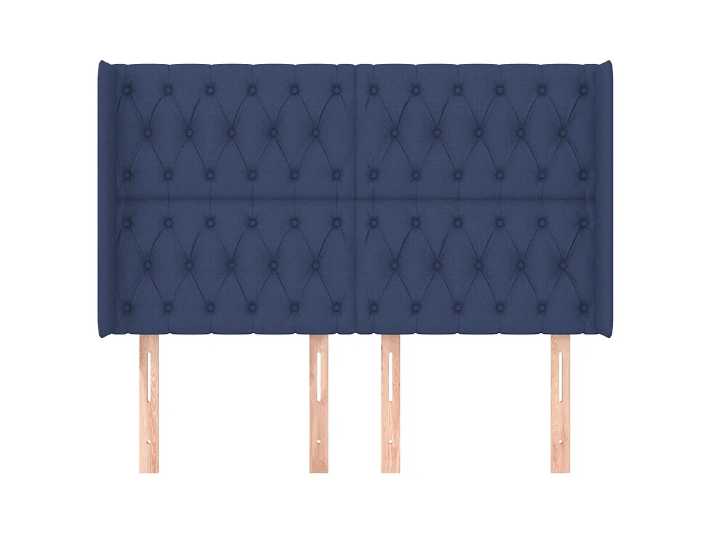 Tête de lit avec oreilles Bleu 163x16x118/128 cm Tissu POI79457 BonneVie Meuble