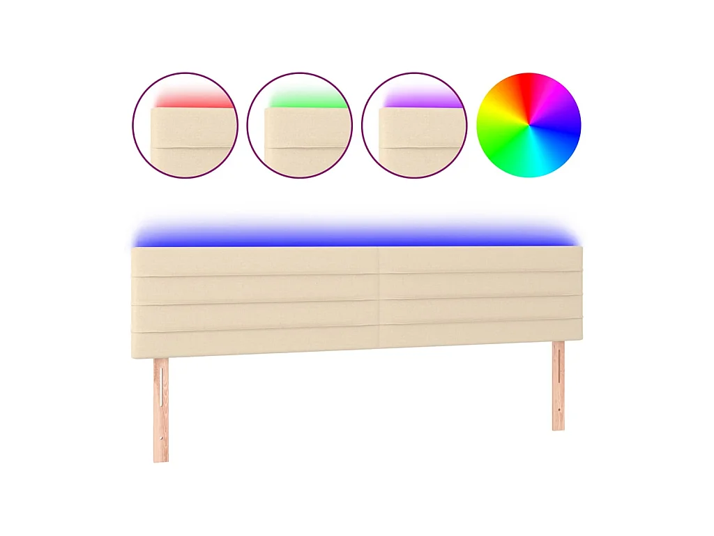 Tête de lit à LED Crème 160x5x78/88 cm Tissu POI78217 BonneVie Meuble