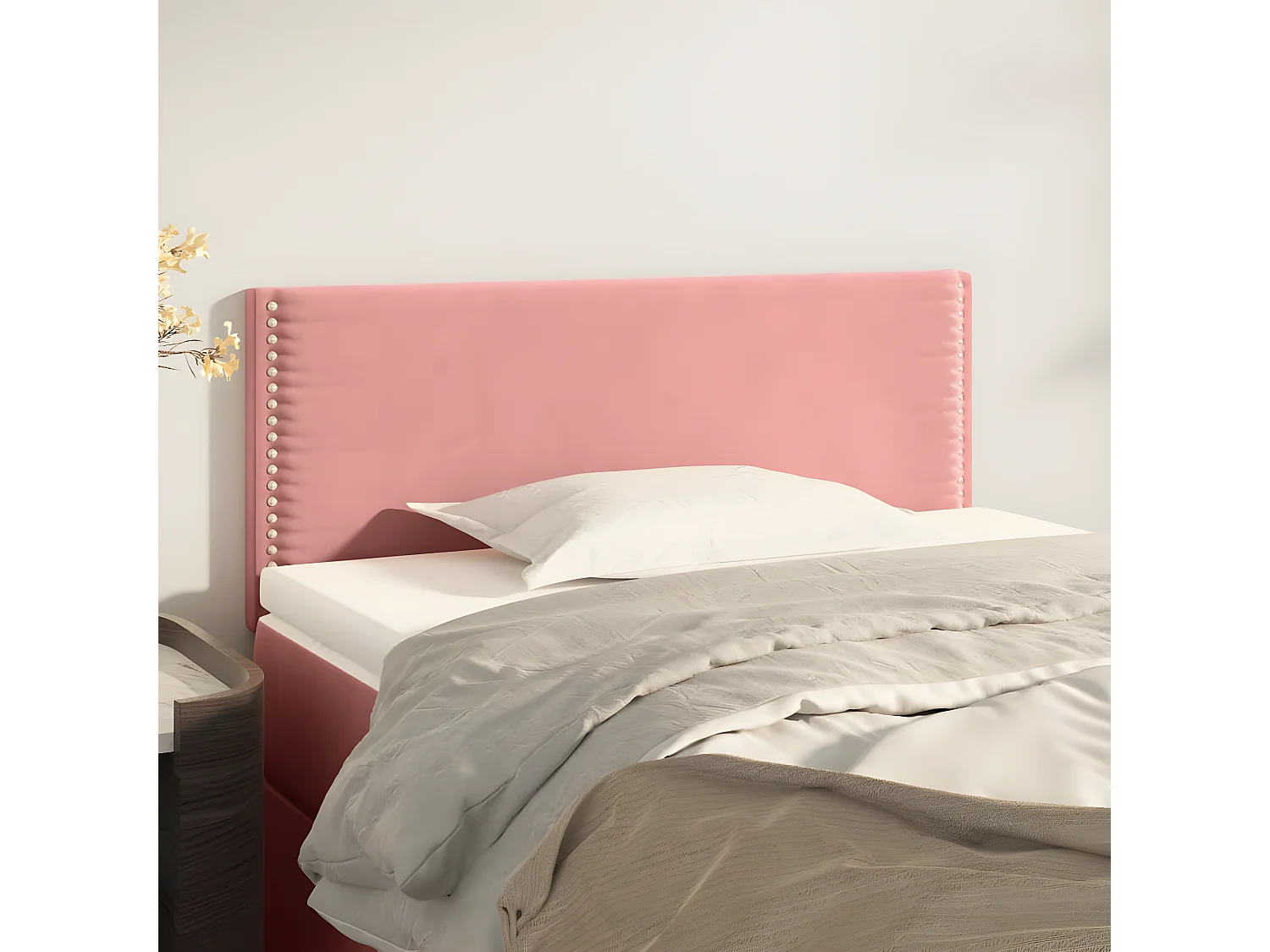 Tête de lit Rose 80x5x78/88 cm Velours POI17444 BonneVie Meuble