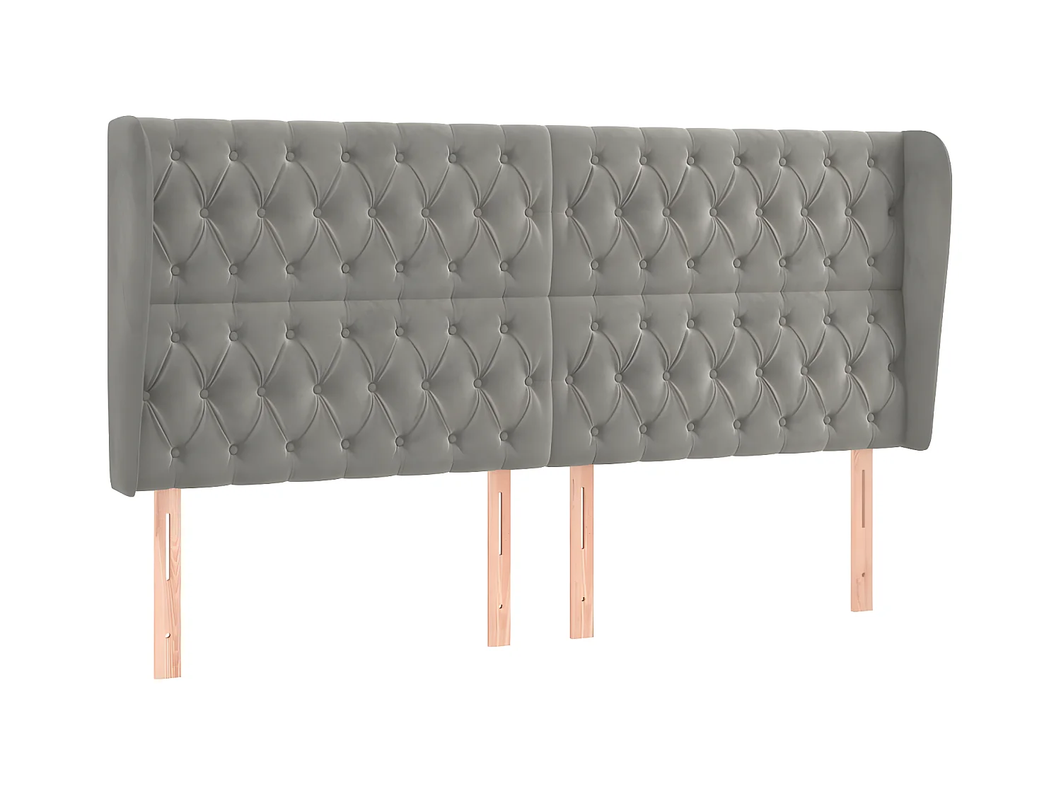 Hoofdbord met randen 183x23x118/128 cm fluweel lichtgrijs NL607751