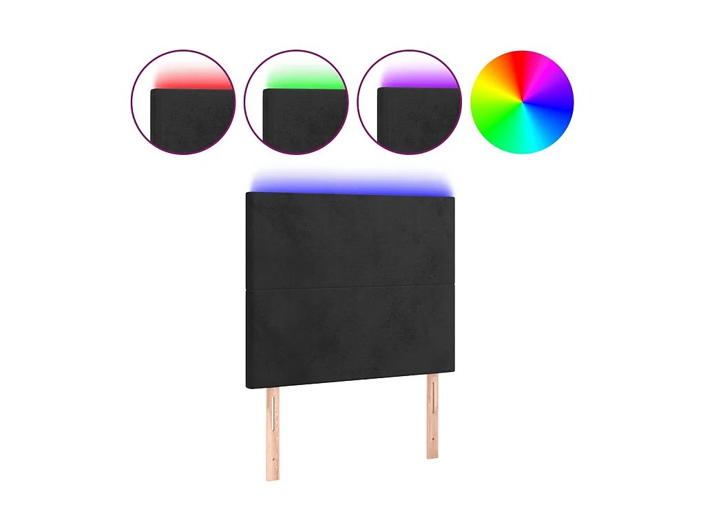 Tête de lit à LED Noir 90x5x118/128 cm Velours POI16561 BonneVie Meuble