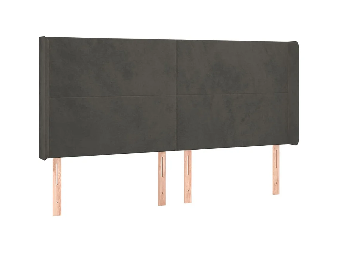 Testiera | Testata del letto ad Orecchio GrigioScuro 203x16x118/128cm in Velluto