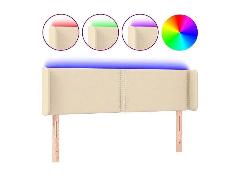 Hoofdbord LED 147x16x78/88 cm stof crèmekleurig NL496272