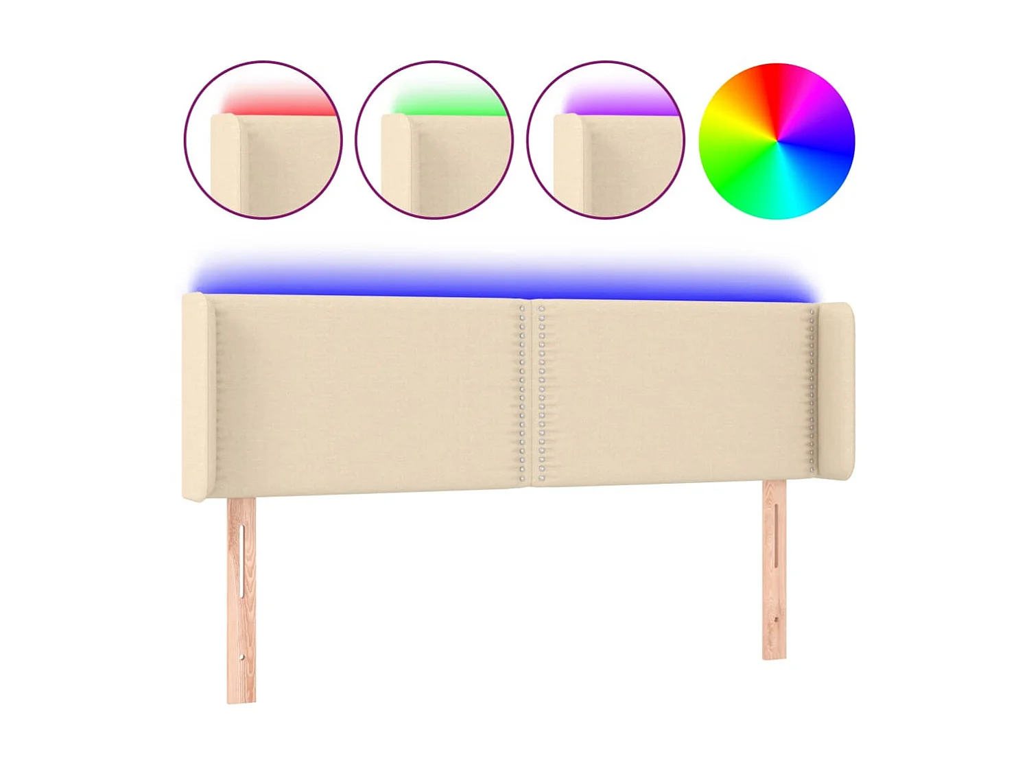 Tête de lit à LED Crème 147x16x78/88 cm Tissu POI38682 BonneVie Meuble