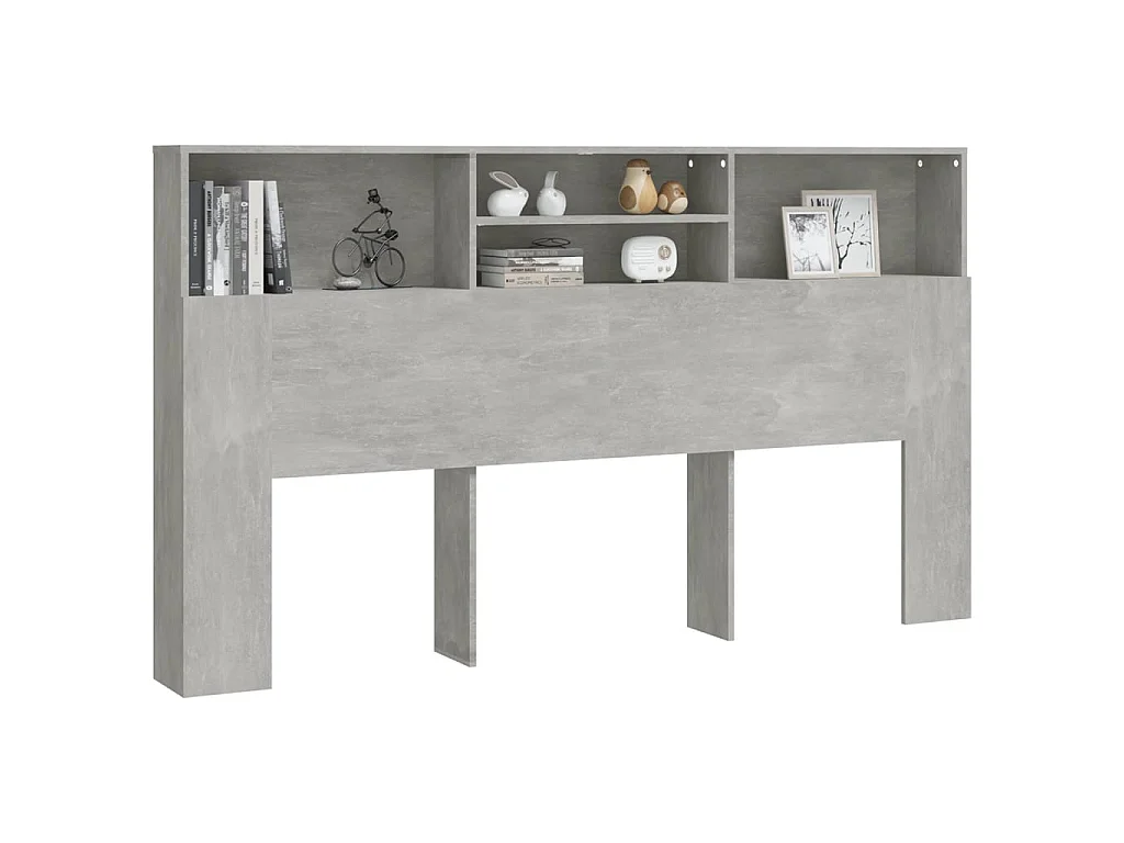 Armoire de tête de lit Gris béton 180x19x103,5 cm POI39879 BonneVie Meuble