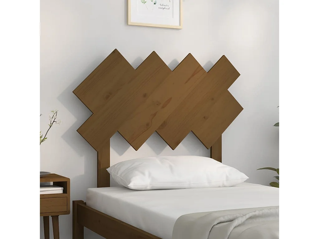 Cabecero de cama madera maciza de pino marrón miel 92x3x81 cm ES92843