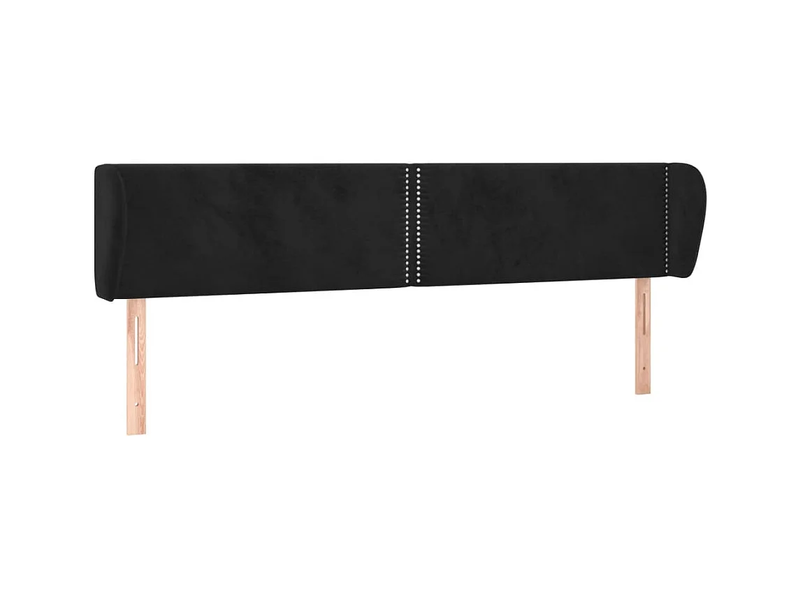 Testiera | Testata del letto ad Orecchio Nera 183x23x78/88 cm in Velluto
