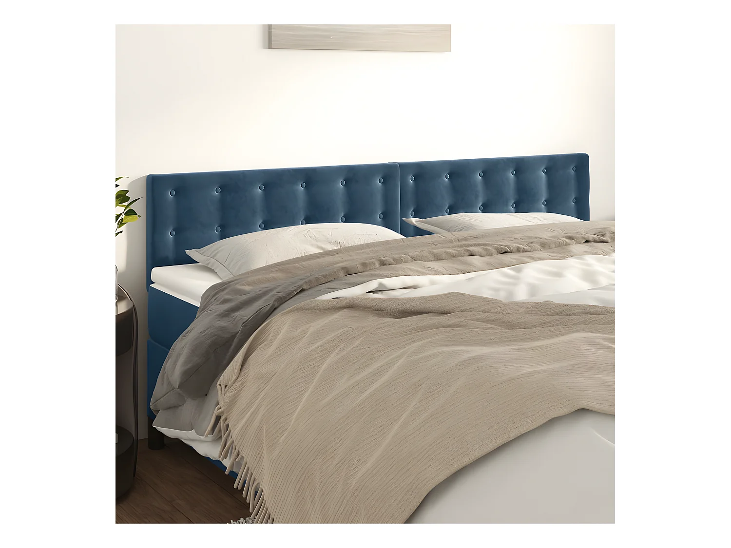 Cabeceros 2 unidades de terciopelo azul oscuro 80x5x78/88 cm ES34761