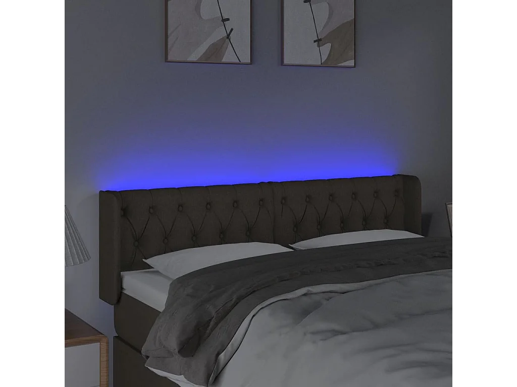 Cabecero con LED de tela gris taupe 147x16x78/88 cm ES79336