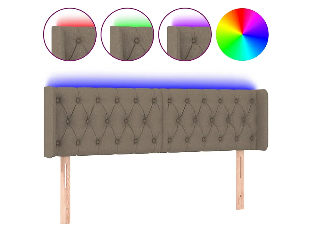 Tête de lit à LED Taupe 147x16x78/88 cm Tissu POI74502 BonneVie Meuble