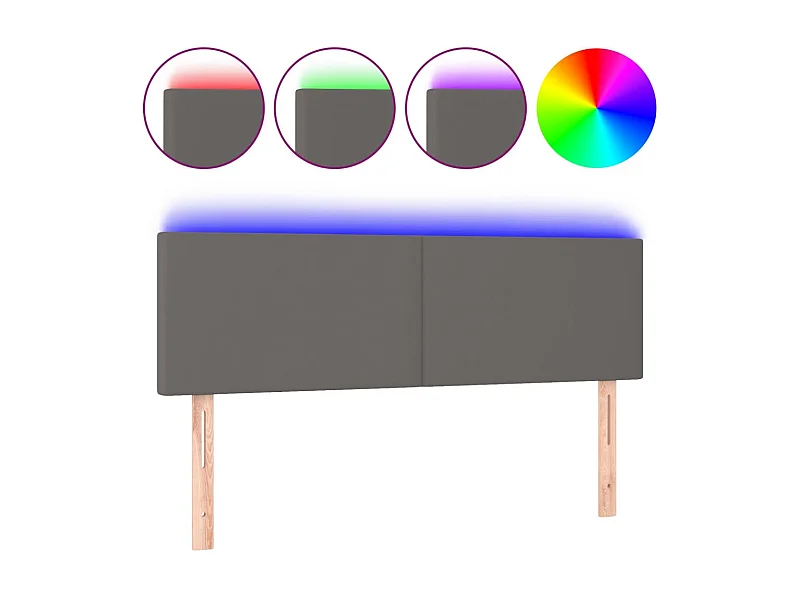 Cabeceira cama c/ LED 144x5x78/88cm couro artificial cinzento PT633630