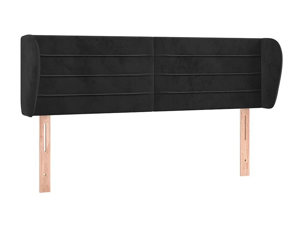 Kopfteil,Bettkopfteil mit Ohren Schwarz 147x23x78/88 cm Samt -gkd591824