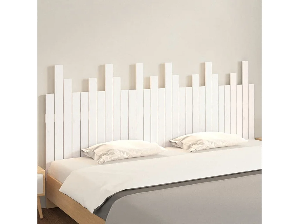 Tête de lit murale Blanc 185x3x80 cm Bois massif de pin POI51406 BonneVie Meuble
