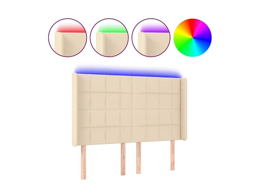 LED Kopfteil,Bettkopfteil Creme 147x16x118/128 cm Stoff -gkd908687